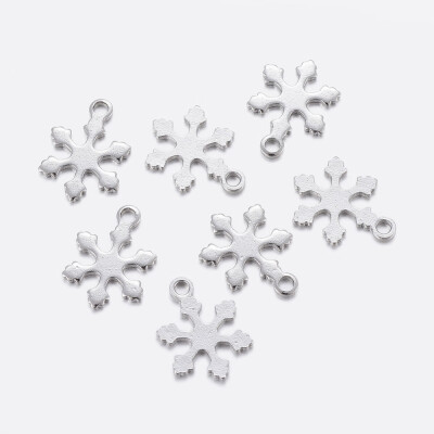 

304 Stainless Steel Charms Snowflake Stainless Steel Color 12x9x08mm Hole 12mm