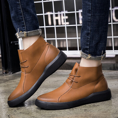 

Martin shoes fashion trend Martin boots round head in the tube male Martin shoes breathable British lace motorcycle boots