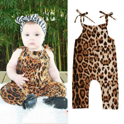 

Newborn Baby Girls Boy Leopard Sleeveless Braces Romper Bodysuit Clothes Outfits