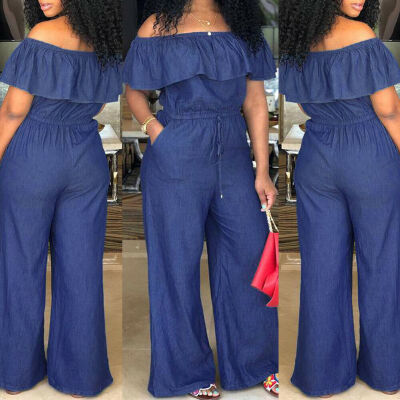 

New Casual Womens Bodycon Jumpsuit Jeans Denim Rompers Overalls Trousers Pants