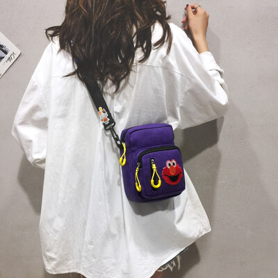 

Ins Japanese canvas small bag female 2019 new casual Harajuku student shoulder Messenger bag sesame street bag tide