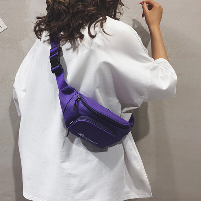 

Ins canvas small bag female 2019 new Korean casual letter girl chest bag wild sports mobile phone pocket