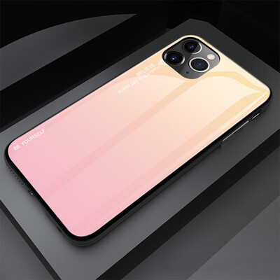 

For iPhone 11 11Pro 11Pro Max Gradient tempered glass back cover drop protection sleeve Tempered glass case