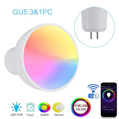 

GU10E27GU53 WiFi Intelligent Light Bulb RGBW 6W LEDs Dimmable Lamp Cup Compatible with-Alexa&Google-Home Remote