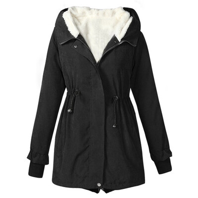 

Toponeto Women Winter Casual Long Sleeve Solid Hooded Top Thicker Outwear Jacket Overcoat