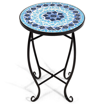 

Outdoor Indoor Steel Accent Plant Stand Cobalt Table-Blue