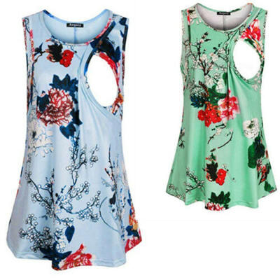 

Pregnant Women Floral Clothes Maternity Nursing Breastfeeding Sleeveless Dress