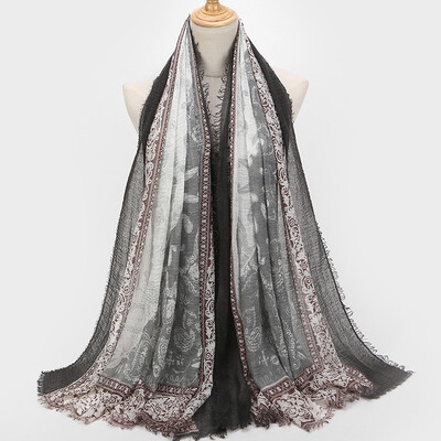 

New retro art national wind cotton&linen scarf female foreign trade color printing scarves shawl wholesale