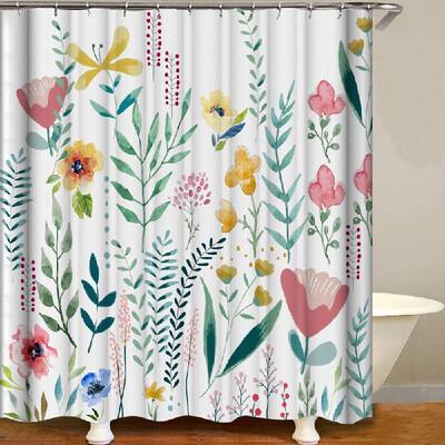 

Shower Curtain Flowers Trees Print Blackout Curtains Waterproof Mildew-proof Bathroom Curtain 71"x71"