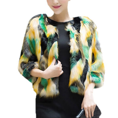 

Womens Winter Jacket Warm Colorful Faux Fur Coat