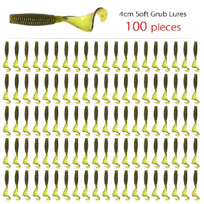 

100pcs 4cm Soft Artificial Fishing Lures Swimbait Tail Grub Lures Worm Moggot Grub Lures Baits