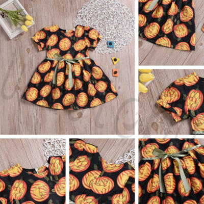 

SUNSIOM Fashion Newborn Kids Baby Girls Halloween Pumpkin Dress Summer Party Clothing