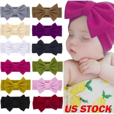 

US Newborn Headband Flexible Elastic Baby Hair Band Flower Girls Bow-knot Deco