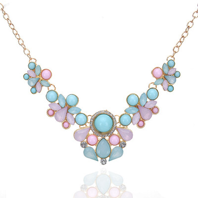

Elegant Bohemian Gem Choker Necklace & Fresh Candy Color Statement Pendant Necklaces moda mujer
