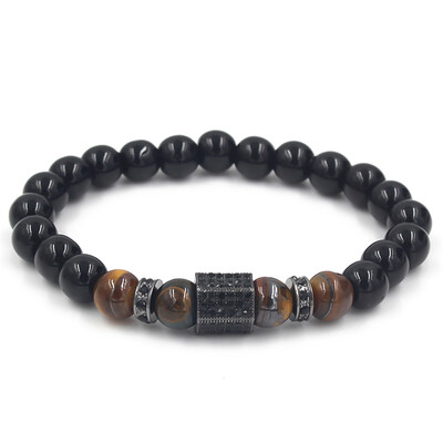 

ZTJTJ Diamond Tiger Eye Micro-encrusted Wheel Bead Spacer Bracelet Bracelet Bracelet