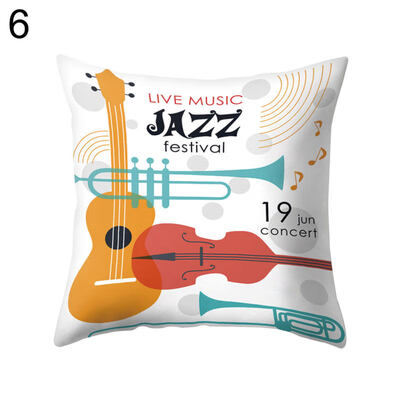 

Jazz Music Drum Cello Tuba Pillow Case Cushion Cover Bed Car Cafe Office Decor