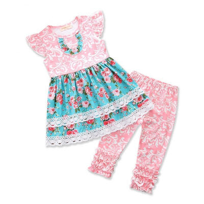 

Toddler Baby Summer Outfits Clothes Kids Girl Floral T-shirt Top Pants Set