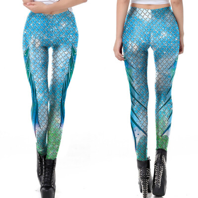 

Ladies Digital Fish Scale Printing Fitness Running Low-waist Bottom Pants