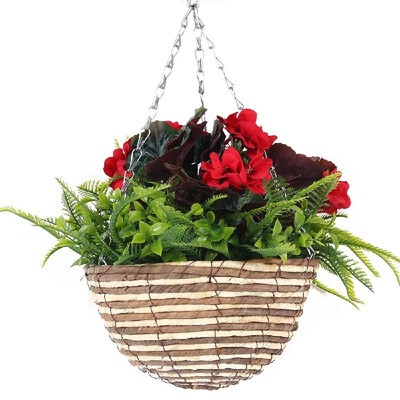 

Hanging Artificial Basket Realistic Fake Flower Hanging Basket Lawn Faux Imitation Hanging Planter for Indoor Outdoor Landscape Ba