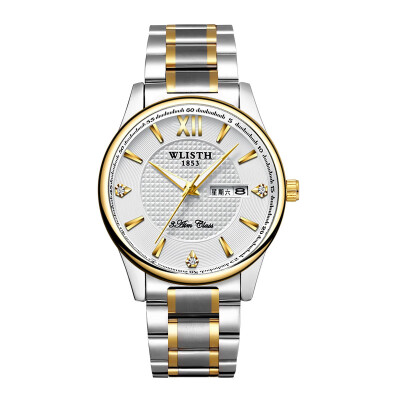 

Gold&silver two-tone steel belt mens business men&women luminous waterproof quartz couple watch custom