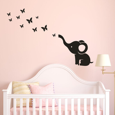 

〖Follure〗DIY Elephant Butterfly Wall Stickers Decals Childrens Room Home Decoration Art