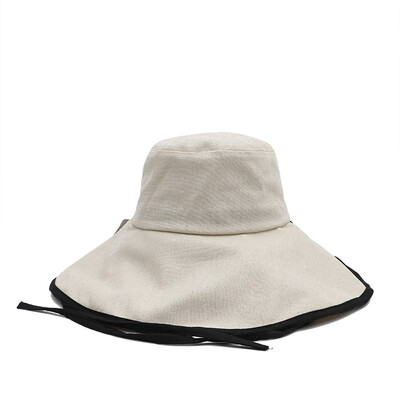 

Sun protection hat summer fisherman hat womens outdoor sports sun hat day line literature&art hundred beach big eaves sun hat