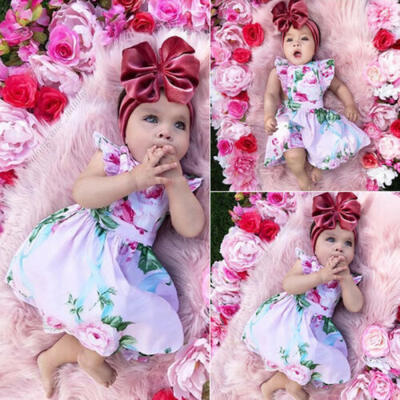 

Summer Newborn Baby Girls Princess Floral Skirt Flying Sleeve Dress Tutu Outfits