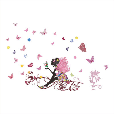 

Removable PVC Butterfly Flower Fairy Wall Sticker Home Decor Mural Art DIY Decal