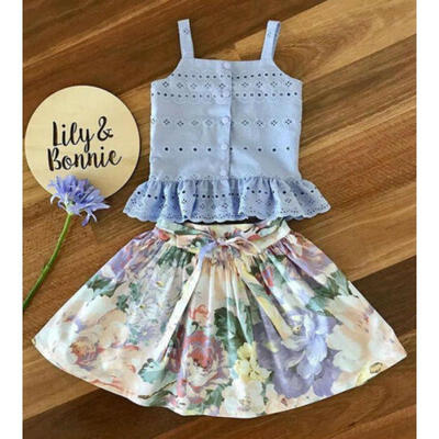 

US Baby Girls daily Clothing Tops Dress Floral Skirts Summer Casual Clothes Set
