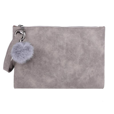 

Elegant Women Scrub PU Leather Clutch Lady Wristlet Simple Pure Color Purse