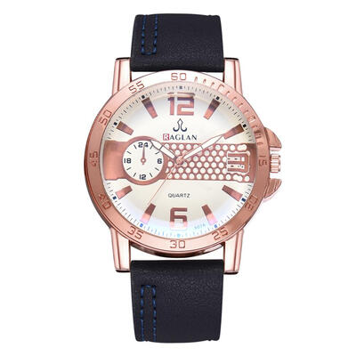

Rose Gold Men PU Leather Watches Quartz Digital Analog Casual Wristwatch