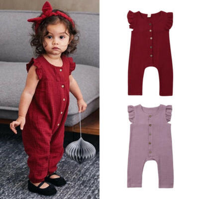 

UK Summer Newborn Baby Girls Solid Color Romper Bodysuit Jumpsuit Outfit Clothes