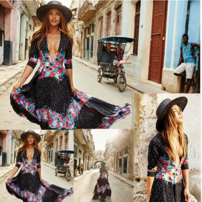 

Sexy Women Summer Long Maxi BOHO Evening Party Dress Beach Dresses Sundress