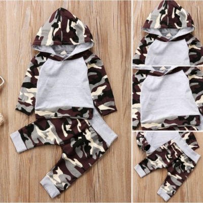 

Fashion 2Pcs Newborn Toddler Baby Boys Camo Hoodie Tops Pants Outfits Set Clothes 0-24M