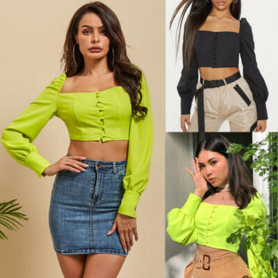

2019 Womens Sexy Crop Top T-shirt Bolero Long Sleeve Ladies Blouse Sports New