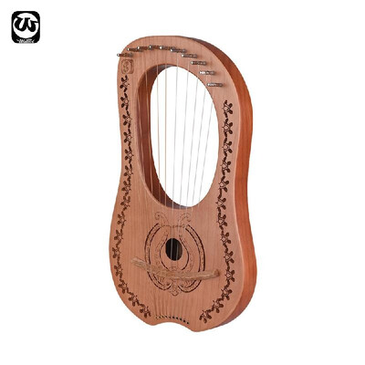 

Waltert 10-String Wooden Lyre Harp Metal Strings Maple Wood Topboard Mahogany Backboard String Instrument with Carry Bag WH-11