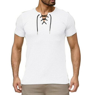 

Toponeto Summer Mens Fashion Casual Comfort Solid Color Strap Short Sleeve T-Shirt Blouse