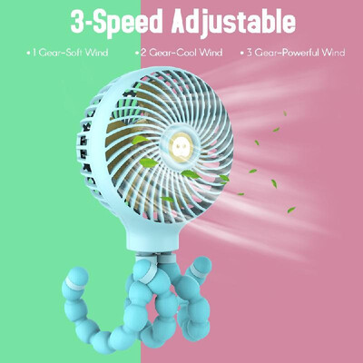 

Mini Stroller Electric-fan Octopus Fan 3 Speed Adjustable for Office Room Baby Room Outdoor Powerful Quiet Blades Flexible Bracket