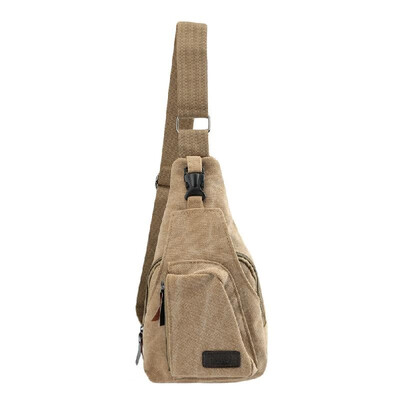 

Vintage Mens Canvas Military Bag Zipper Pocket Shoulder Travel Bag Hiking Small Bag BlackKhakiCoffee