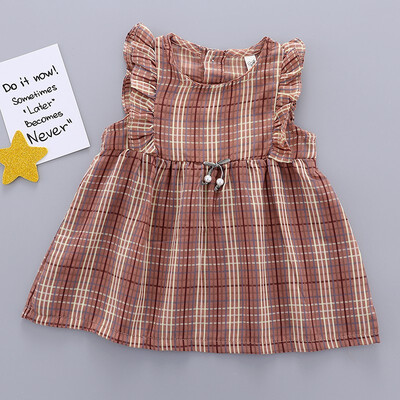 

Kid Toddler Baby Girls Plaid Sleeveless Princess Party Tutu Cute Dress Summer