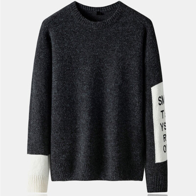 

Toponeto Mens New Fashion Autumn Winter Casual Stitching Color Sweater Thermal T-shirt
