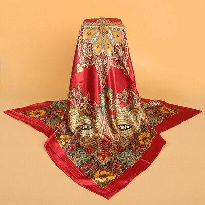 

Simulation silk scarf spot wholesale 90cm satin large square scarf Yiwu scarf factory direct sales special gift