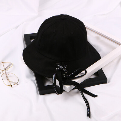 

Stylish Korean version of the letter long belt edgy fisherman hat men&women summer hundred hip-hop foldable basin hat sun hat