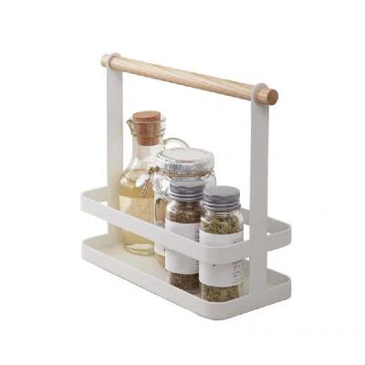 

Portable Spice Rack Food Kitchen Cabinet Storage Organizer Wood Handle