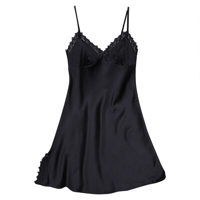 

Toponeto Women Sexy Satin Fashion Patchwork Lace Bow Pajamas Sling Sleepwear