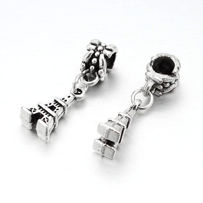 

Large Hole Alloy European Dangle Beads Eiffel Tower Antique Silver 27mm Hole 45mm