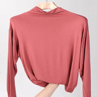 

Soft&Comfy Mock Neck Long Sleeves Solid Tee