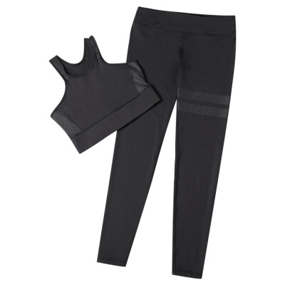 

Trendy Round Collar Sleeveless Dotted Stretch Women Two-piece Yoga Sports Suit