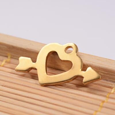 

304 Stainless Steel Charms Heart&Arrow Golden 215x12x1mm Hole 2mm