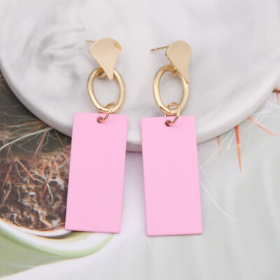 

EK537 New Fashion Metal Painted Waterdrop Heart Pendant Earrings for Women Handmade Sweet Wedding Jewelry Christmas Gift